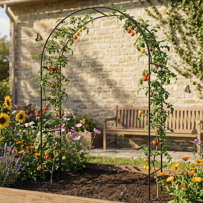 Outdoor Flower Garden Arch Trellis 7.8Ft High x 4.6Ft Wide, Metal Garden Pergola Arbor for Climbing Plants, Black