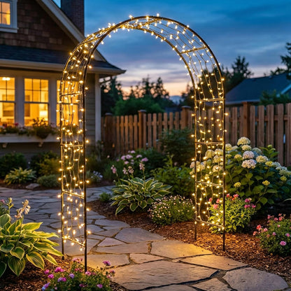 Outdoor Flower Garden Arch Trellis 7.8Ft High x 4.6Ft Wide, Metal Garden Pergola Arbor for Climbing Plants, Black