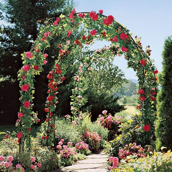 Outdoor Flower Garden Arch Trellis 7.8Ft High x 4.6Ft Wide, Metal Garden Pergola Arbor for Climbing Plants, Black