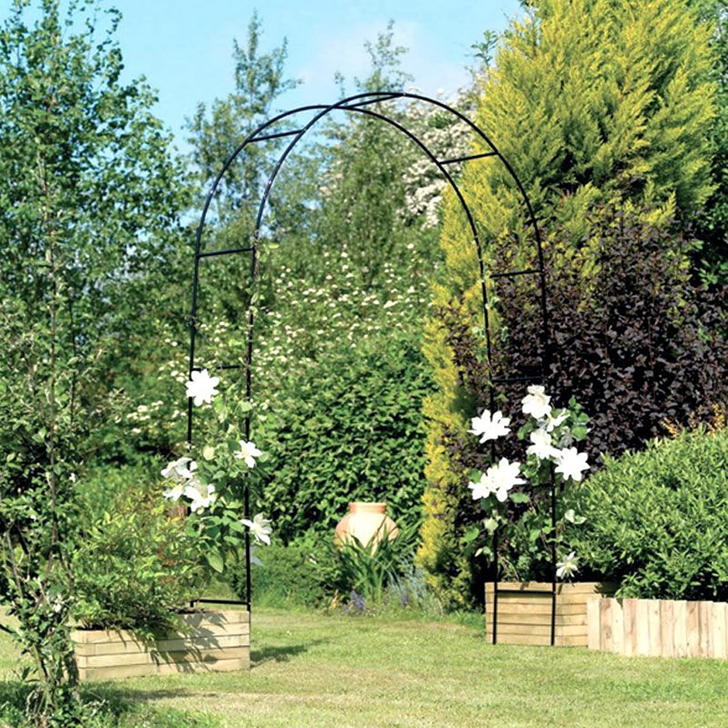 Outdoor Flower Garden Arch Trellis 7.8Ft High x 4.6Ft Wide, Metal Garden Pergola Arbor for Climbing Plants, Black