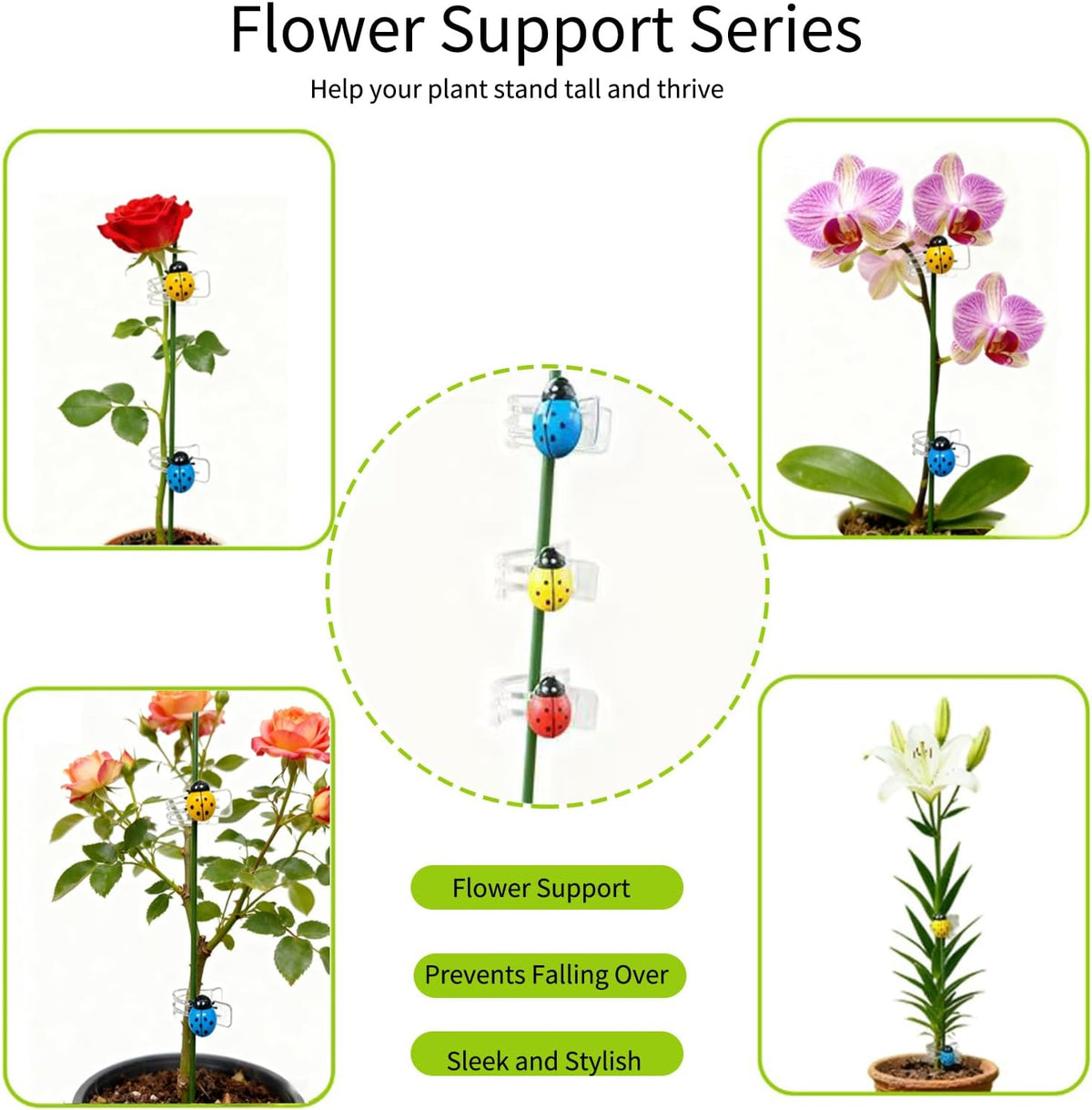 16.5Inch Plant Support Stakes 10Pcs for Garden Plants and Flower