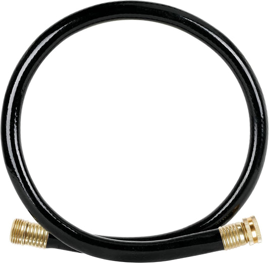 Short Leader Black Garden Hose 5/8 in. x 6 ft. -Brass Aluminum Ends for Household & Yard Use -Heavy Duty Durable Flexible Lightweight Water Pipe -Kink Free, No Leaking, Male/Female Fittings