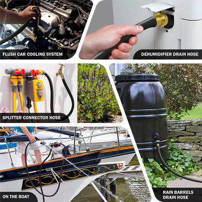 Short Leader Black Garden Hose 5/8 in. x 6 ft. -Brass Aluminum Ends for Household & Yard Use -Heavy Duty Durable Flexible Lightweight Water Pipe -Kink Free, No Leaking, Male/Female Fittings