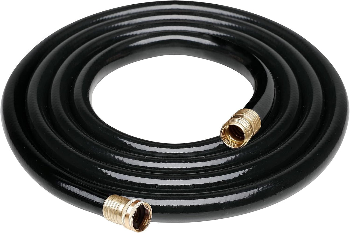 Short Leader Black Garden Hose 5/8 in. x 6 ft. -Brass Aluminum Ends for Household & Yard Use -Heavy Duty Durable Flexible Lightweight Water Pipe -Kink Free, No Leaking, Male/Female Fittings