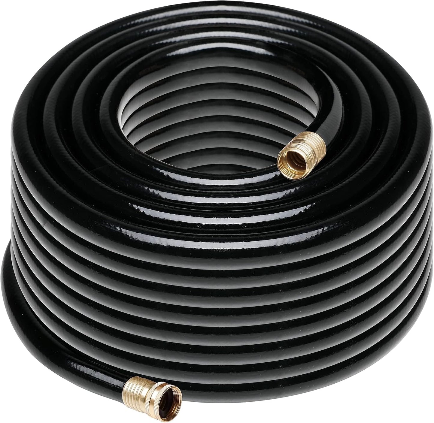Short Leader Black Garden Hose 5/8 in. x 6 ft. -Brass Aluminum Ends for Household & Yard Use -Heavy Duty Durable Flexible Lightweight Water Pipe -Kink Free, No Leaking, Male/Female Fittings