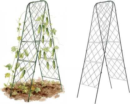 A-Frame Trellis 80" Tall Cucumber Cage for Garden & Pots, Rust-Resistant Tomato Stakes Heavy Gauge Plant Cage Trellis Support for Climbing Vegetables Plants