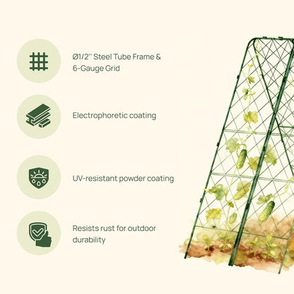 A-Frame Trellis 80" Tall Cucumber Cage for Garden & Pots, Rust-Resistant Tomato Stakes Heavy Gauge Plant Cage Trellis Support for Climbing Vegetables Plants