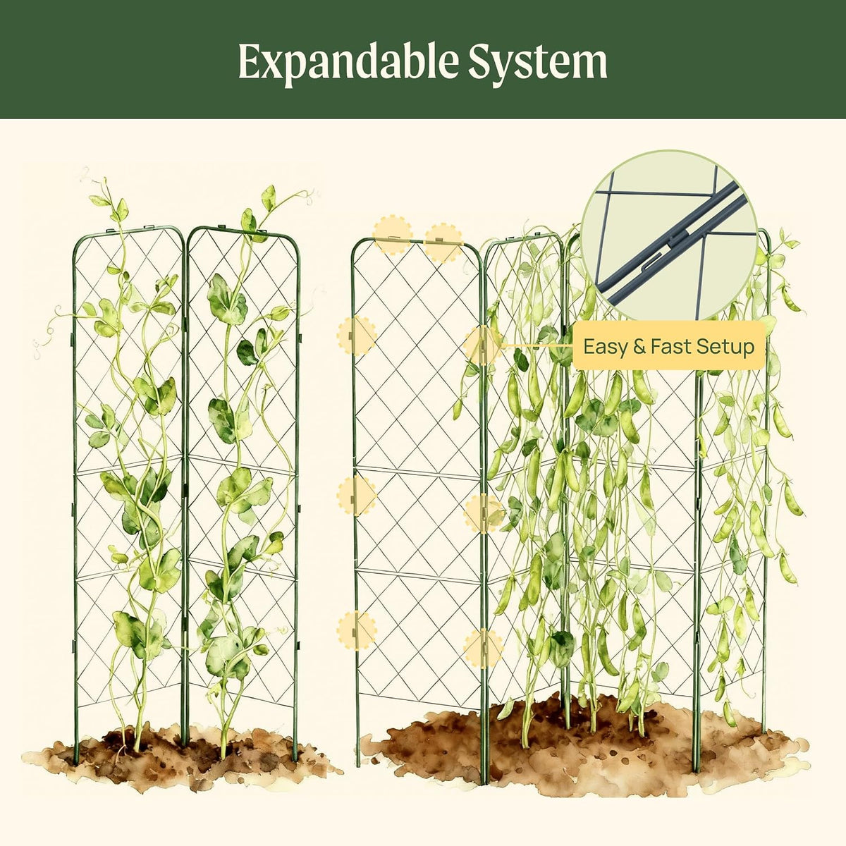 A-Frame Trellis 80" Tall Cucumber Cage for Garden & Pots, Rust-Resistant Tomato Stakes Heavy Gauge Plant Cage Trellis Support for Climbing Vegetables Plants
