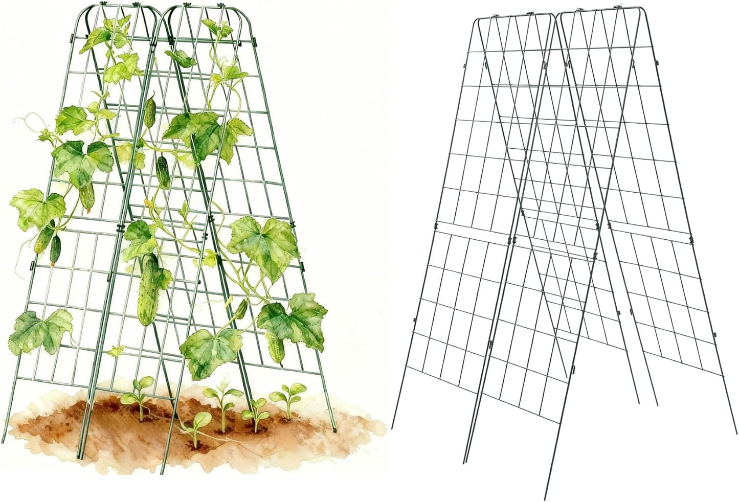 A-Frame Trellis 80" Tall Cucumber Cage for Garden & Pots, Rust-Resistant Tomato Stakes Heavy Gauge Plant Cage Trellis Support for Climbing Vegetables Plants