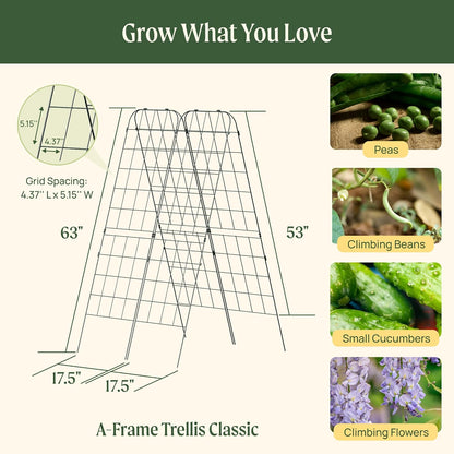 A-Frame Trellis 80" Tall Cucumber Cage for Garden & Pots, Rust-Resistant Tomato Stakes Heavy Gauge Plant Cage Trellis Support for Climbing Vegetables Plants