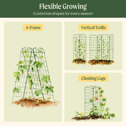 A-Frame Trellis 80" Tall Cucumber Cage for Garden & Pots, Rust-Resistant Tomato Stakes Heavy Gauge Plant Cage Trellis Support for Climbing Vegetables Plants