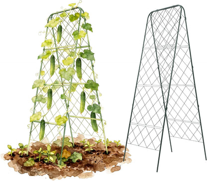 A-Frame Trellis 80" Tall Cucumber Cage for Garden & Pots, Rust-Resistant Tomato Stakes Heavy Gauge Plant Cage Trellis Support for Climbing Vegetables Plants