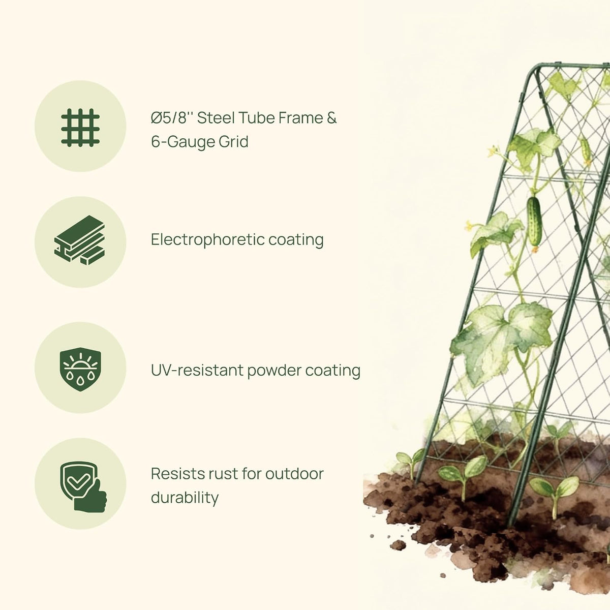 A-Frame Trellis 80" Tall Cucumber Cage for Garden & Pots, Rust-Resistant Tomato Stakes Heavy Gauge Plant Cage Trellis Support for Climbing Vegetables Plants