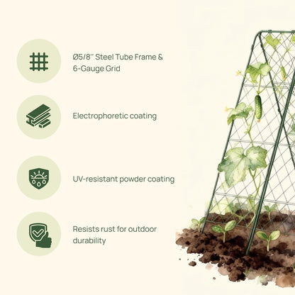 A-Frame Trellis 80" Tall Cucumber Cage for Garden & Pots, Rust-Resistant Tomato Stakes Heavy Gauge Plant Cage Trellis Support for Climbing Vegetables Plants