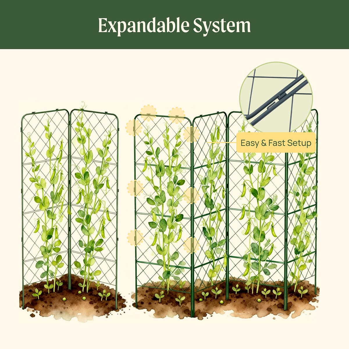 A-Frame Trellis 80" Tall Cucumber Cage for Garden & Pots, Rust-Resistant Tomato Stakes Heavy Gauge Plant Cage Trellis Support for Climbing Vegetables Plants