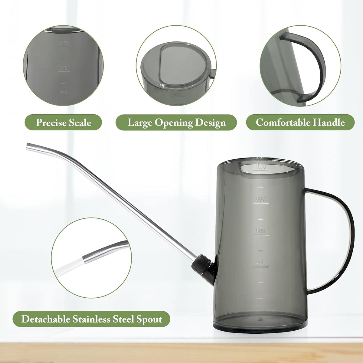 Small Watering Can with Stainless Steel Long Spout for Indoor/ House Plant Flowers Garden 1L/34oz