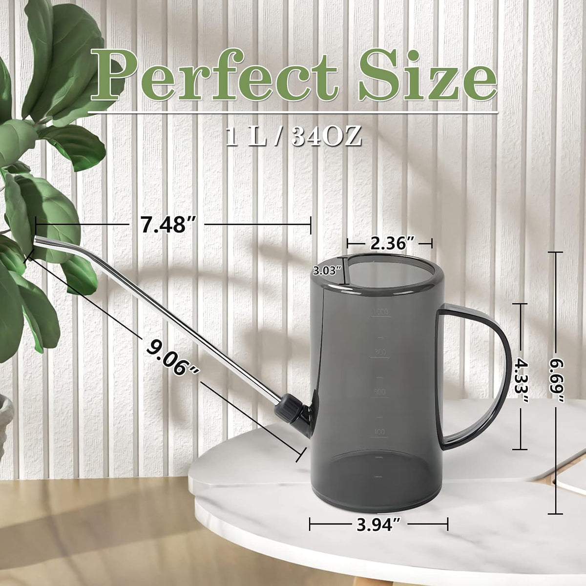 Small Watering Can with Stainless Steel Long Spout for Indoor/ House Plant Flowers Garden 1L/34oz