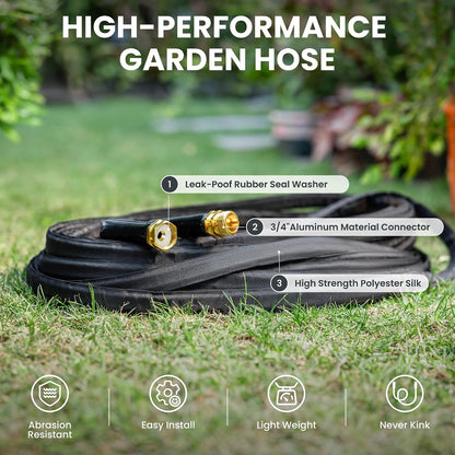 Lay Flat Hose 75ft Lightweight 50% Lighter, 9-Pattern Nozzle