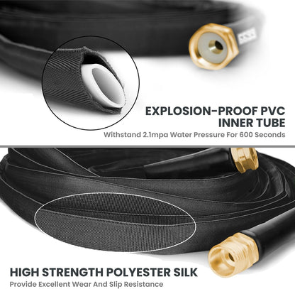 Lay Flat Hose 75ft Lightweight 50% Lighter, 9-Pattern Nozzle