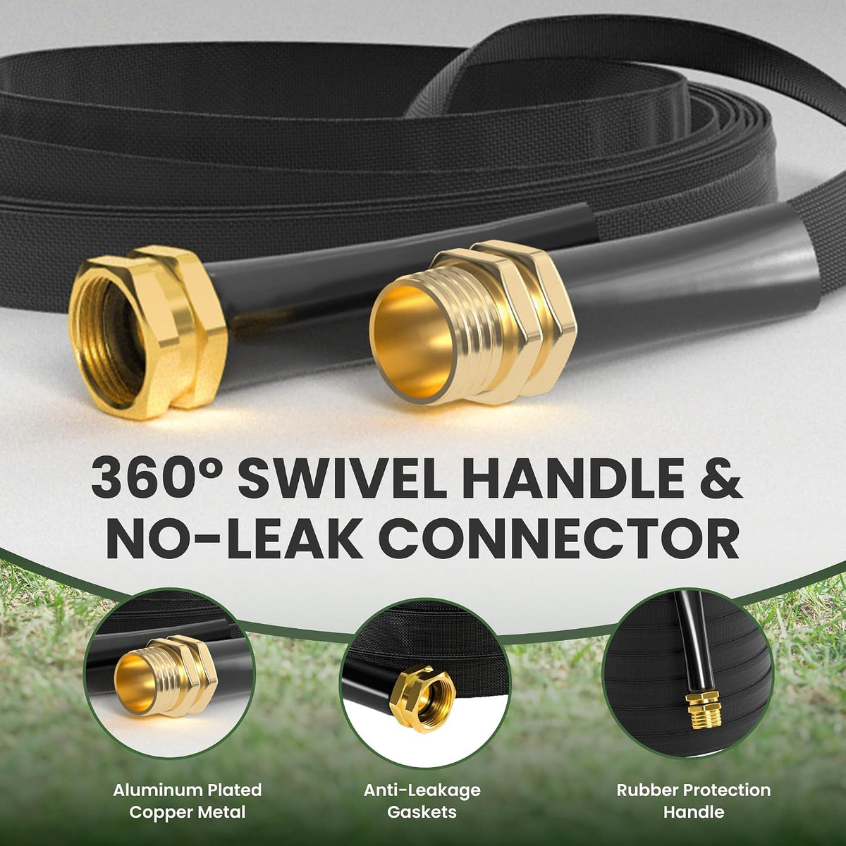 Lay Flat Hose 75ft Lightweight 50% Lighter, 9-Pattern Nozzle