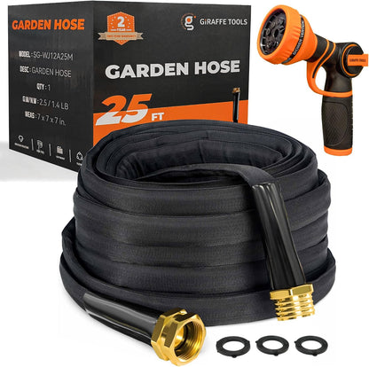 Lay Flat Hose 75ft Lightweight 50% Lighter, 9-Pattern Nozzle