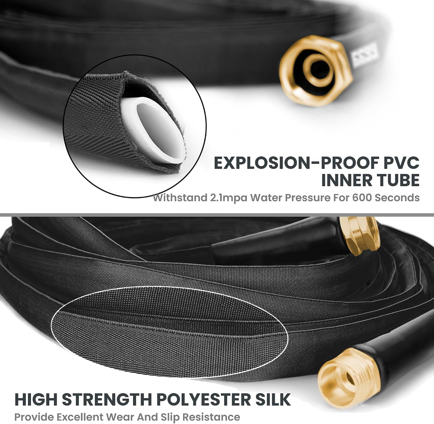 Lay Flat Hose 75ft Lightweight 50% Lighter, 9-Pattern Nozzle