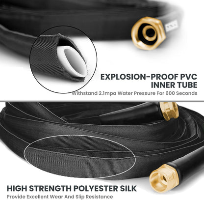 Lay Flat Hose 75ft Lightweight 50% Lighter, 9-Pattern Nozzle