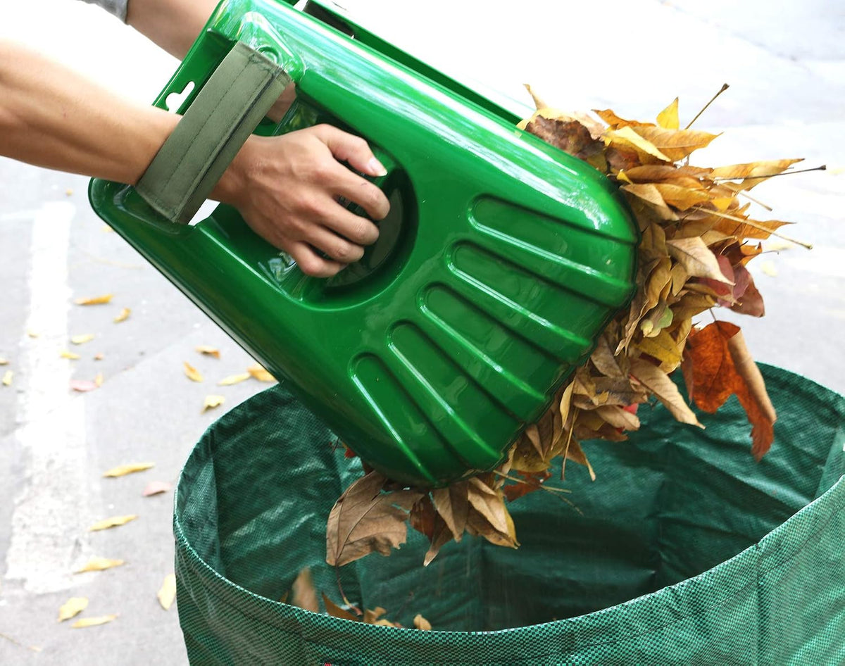 Plastic Large Leaf Scoop & 12 Tines Gardening Leaf Rake Set, Comes with 72 Gallon Garden Bag