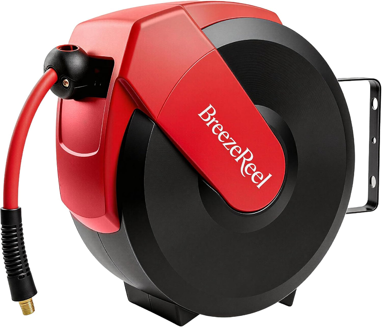 Retractable Air Hose Reel, 50ft x 3/8" Hybrid Air Hose Max 300PSI, Air Compressor Hose Reel, Auto Rewind & 180° Swivel - Wall/Ceiling Mount for Workshops