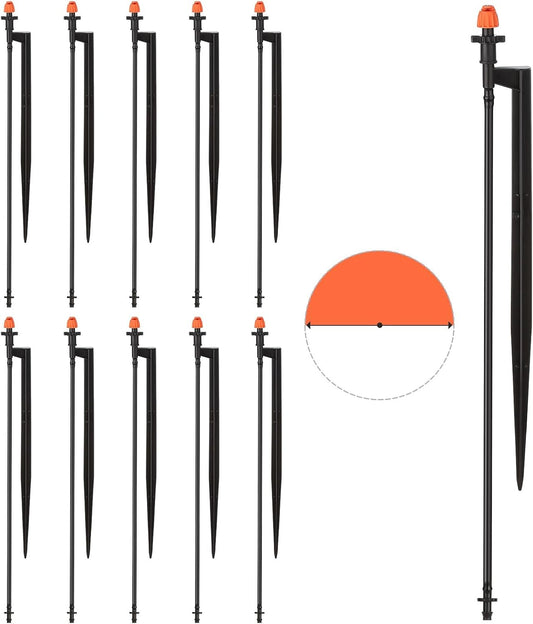 180 Degree Irrigation Sprinkler Heads: Drip Emitters with 12 Inch Stake