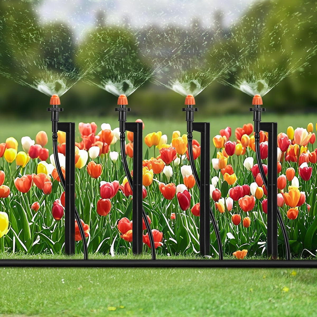 180 Degree Irrigation Sprinkler Heads: Drip Emitters with 12 Inch Stake