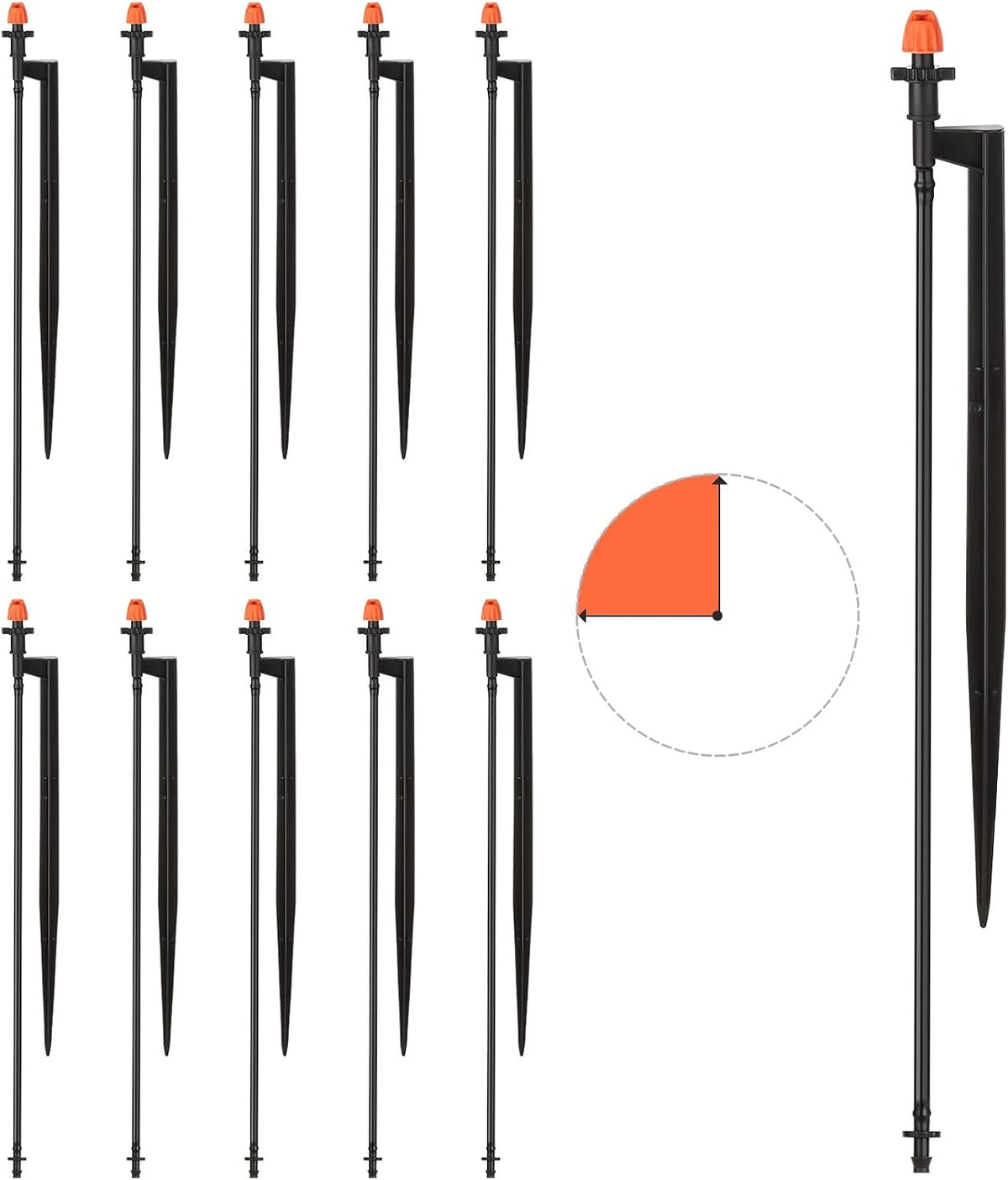 180 Degree Irrigation Sprinkler Heads: Drip Emitters with 12 Inch Stake