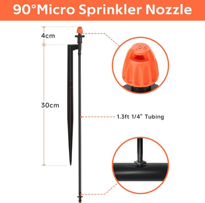 180 Degree Irrigation Sprinkler Heads: Drip Emitters with 12 Inch Stake