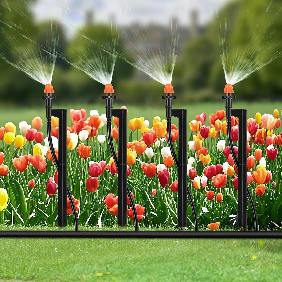 180 Degree Irrigation Sprinkler Heads: Drip Emitters with 12 Inch Stake