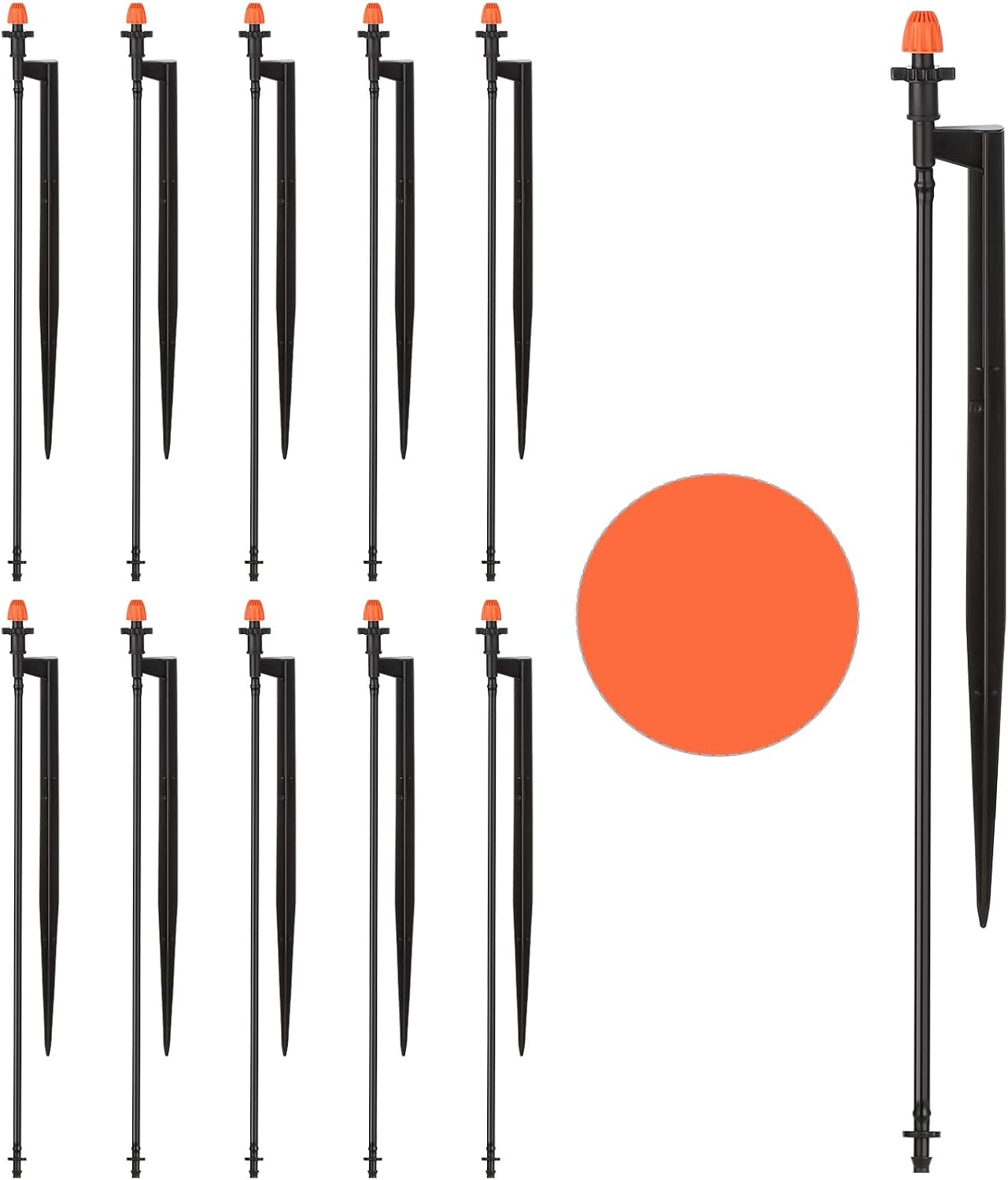 180 Degree Irrigation Sprinkler Heads: Drip Emitters with 12 Inch Stake