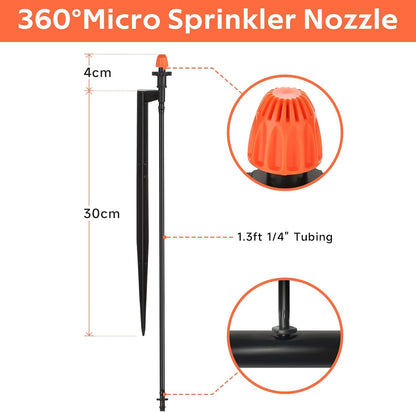 180 Degree Irrigation Sprinkler Heads: Drip Emitters with 12 Inch Stake