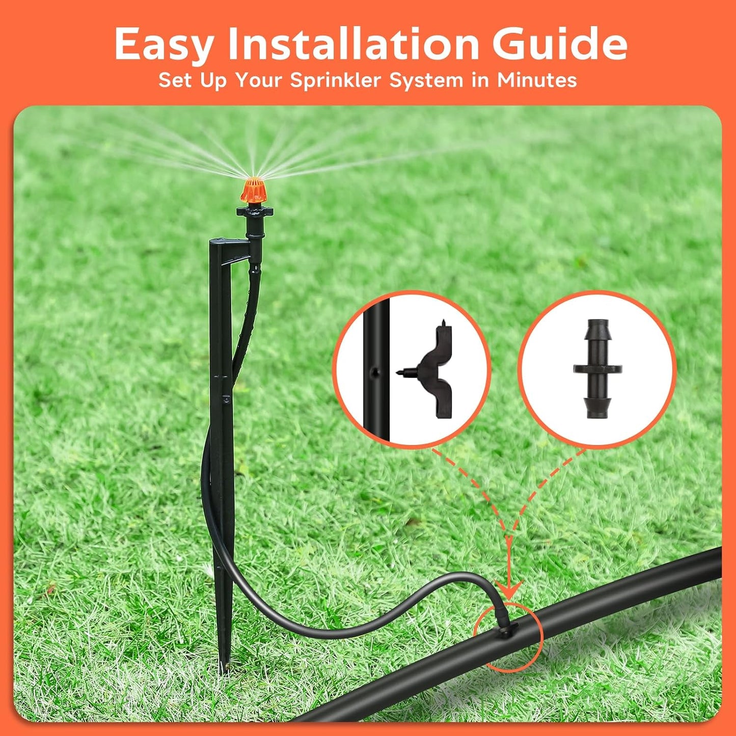 180 Degree Irrigation Sprinkler Heads: Drip Emitters with 12 Inch Stake