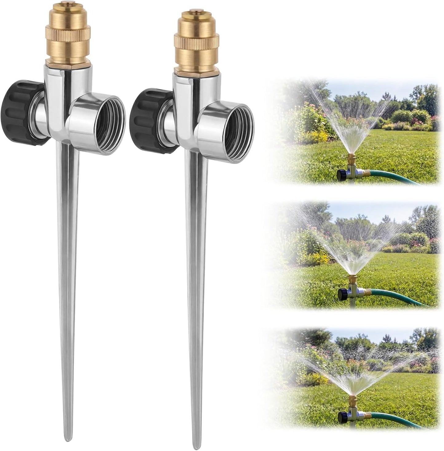 2 Pack Lawn Sprinkler for Yard, Metal Water Garden Sprinklers with Nozzle