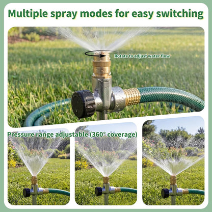 2 Pack Lawn Sprinkler for Yard, Metal Water Garden Sprinklers with Nozzle