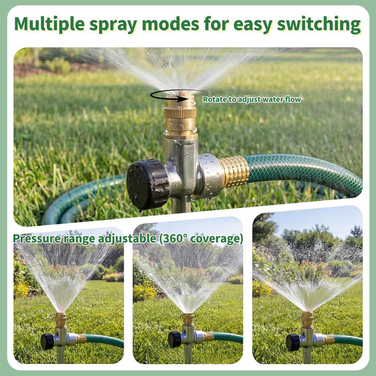 2 Pack Lawn Sprinkler for Yard, Metal Water Garden Sprinklers with Nozzle