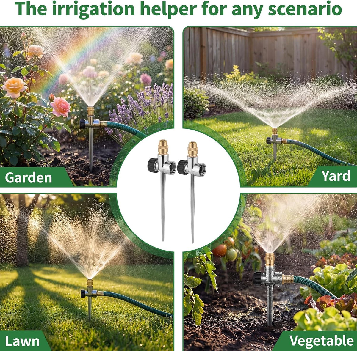2 Pack Lawn Sprinkler for Yard, Metal Water Garden Sprinklers with Nozzle