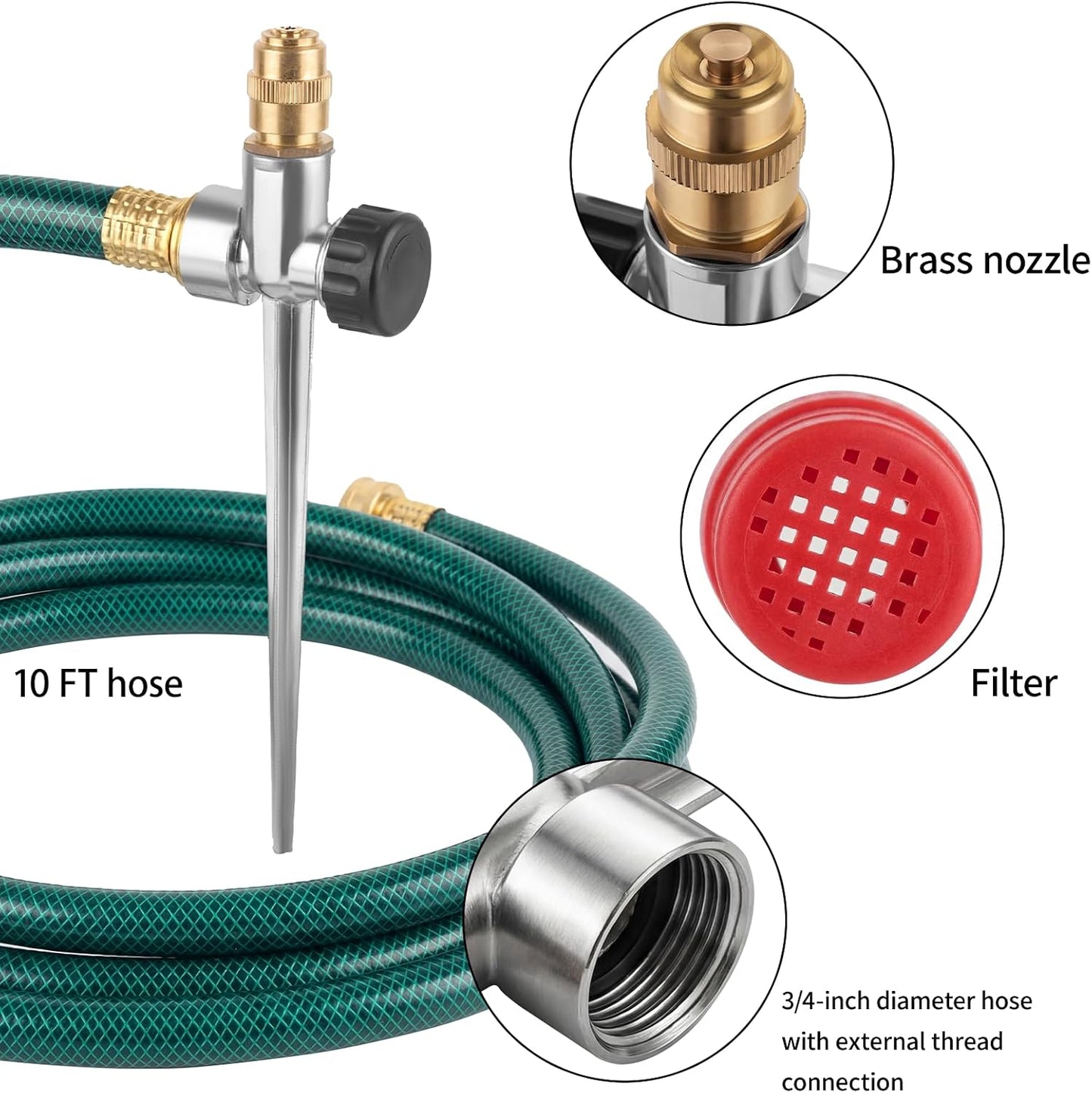 2 Pack Lawn Sprinkler for Yard, Metal Water Garden Sprinklers with Nozzle