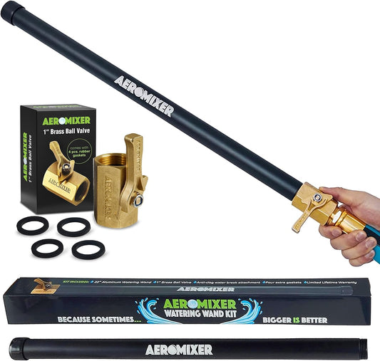 Watering Wand 22" L x 1" W Heavy Duty Garden Watering Wand For Garden Hose with Anti-clog Water Break - Watering Wand Can Be Used with Standard 3/4"Garden Hose with 3/4-1" Adapter Included