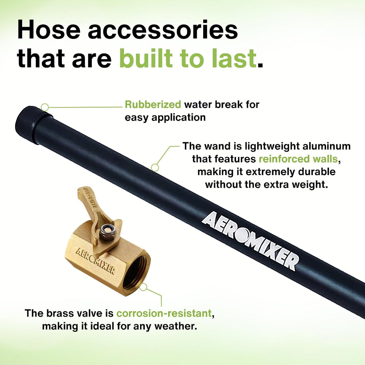 Watering Wand 22" L x 1" W Heavy Duty Garden Watering Wand For Garden Hose with Anti-clog Water Break - Watering Wand Can Be Used with Standard 3/4"Garden Hose with 3/4-1" Adapter Included