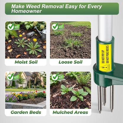 Weed Puller, Stand Up Weeder Hand Tool, Long Handle Garden Weeding Tool with 3 Claws, Hand Weed Hound Weed Puller for Dandelion, Standup Weed Root Pulling Tool and Picker, Grabber (1 Pack)