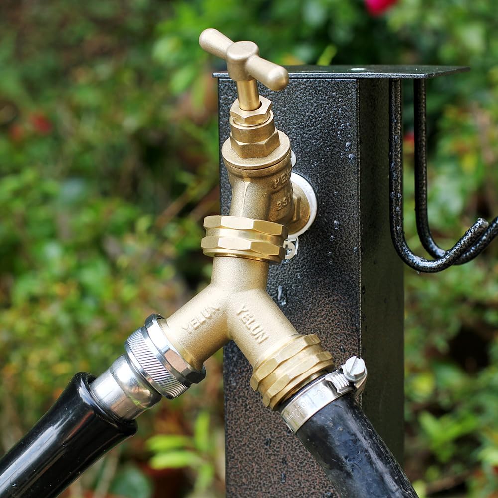 Garden Hose Splitter,2 Way Connector Heavy Duty Brass, Garden Faucet,Splitter for Outdoor Faucet, Hose y Splitter, Hose Bib Splitter (2 SET)