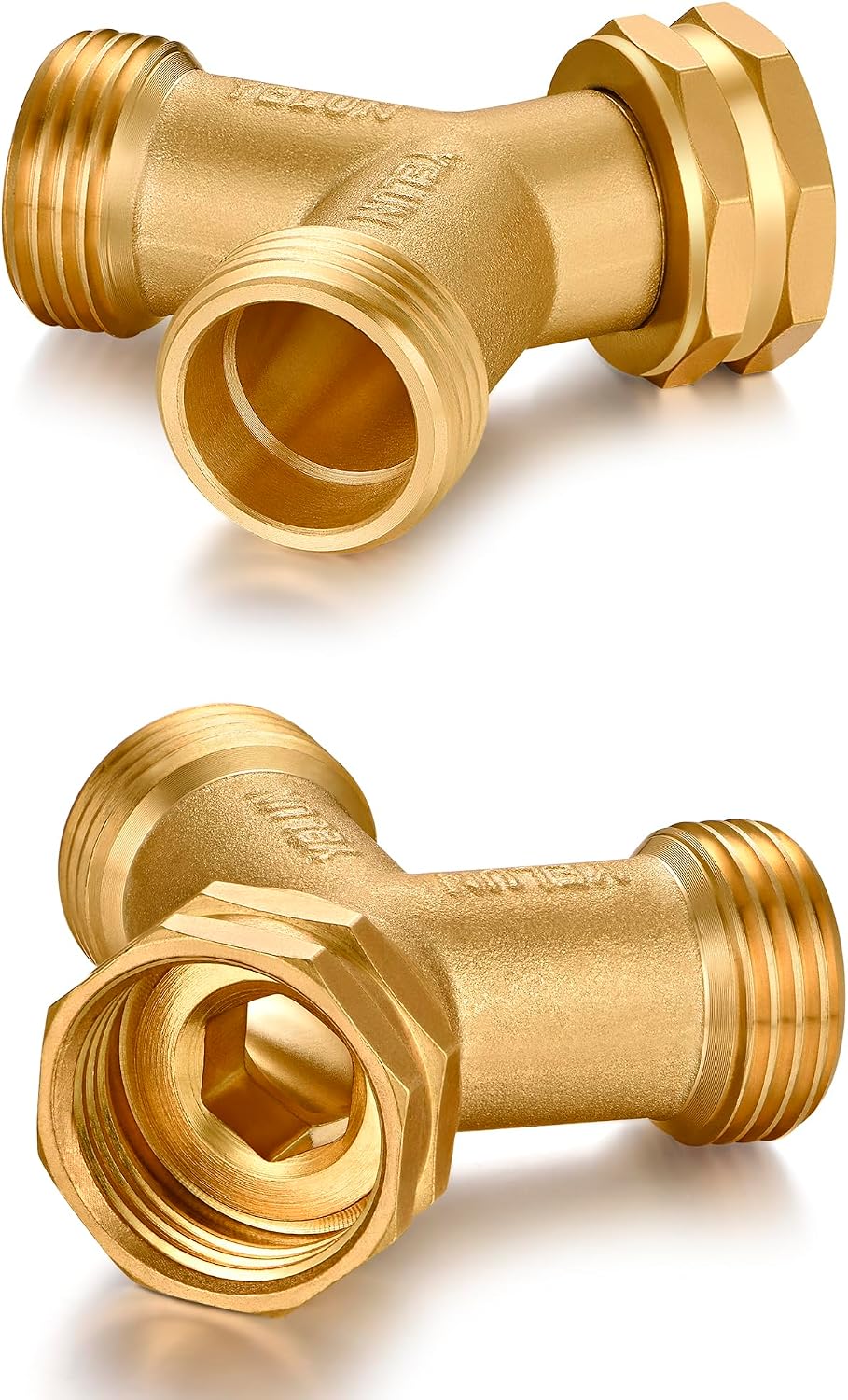 Garden Hose Splitter,2 Way Connector Heavy Duty Brass, Garden Faucet,Splitter for Outdoor Faucet, Hose y Splitter, Hose Bib Splitter (2 SET)