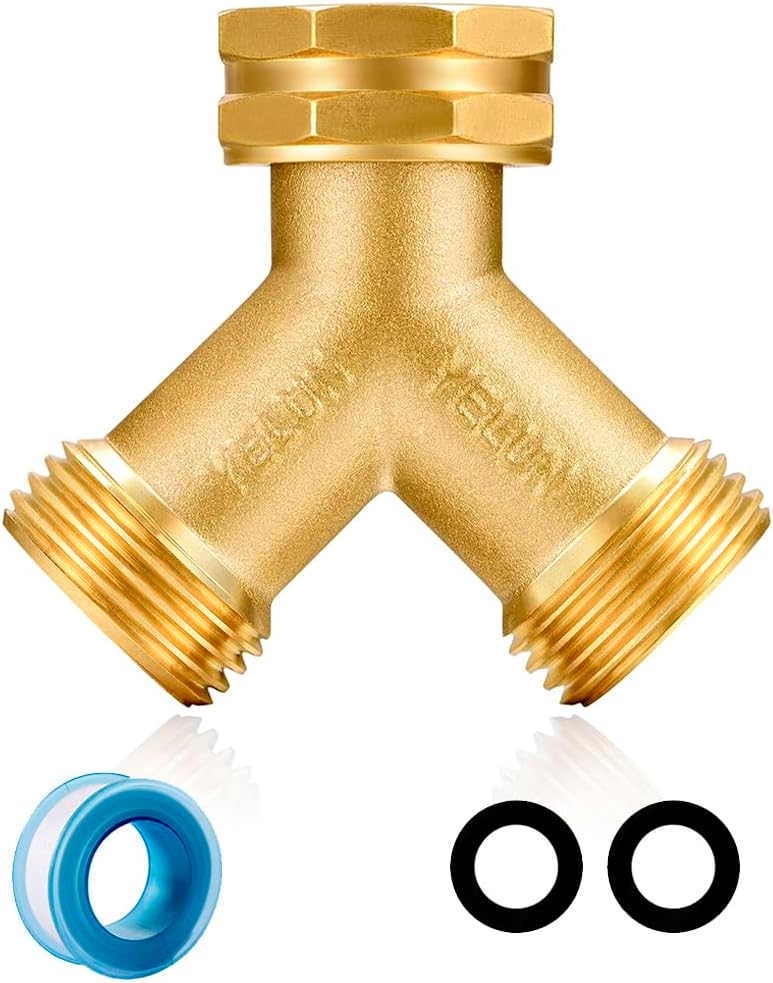 Garden Hose Splitter,2 Way Connector Heavy Duty Brass, Garden Faucet,Splitter for Outdoor Faucet, Hose y Splitter, Hose Bib Splitter (2 SET)