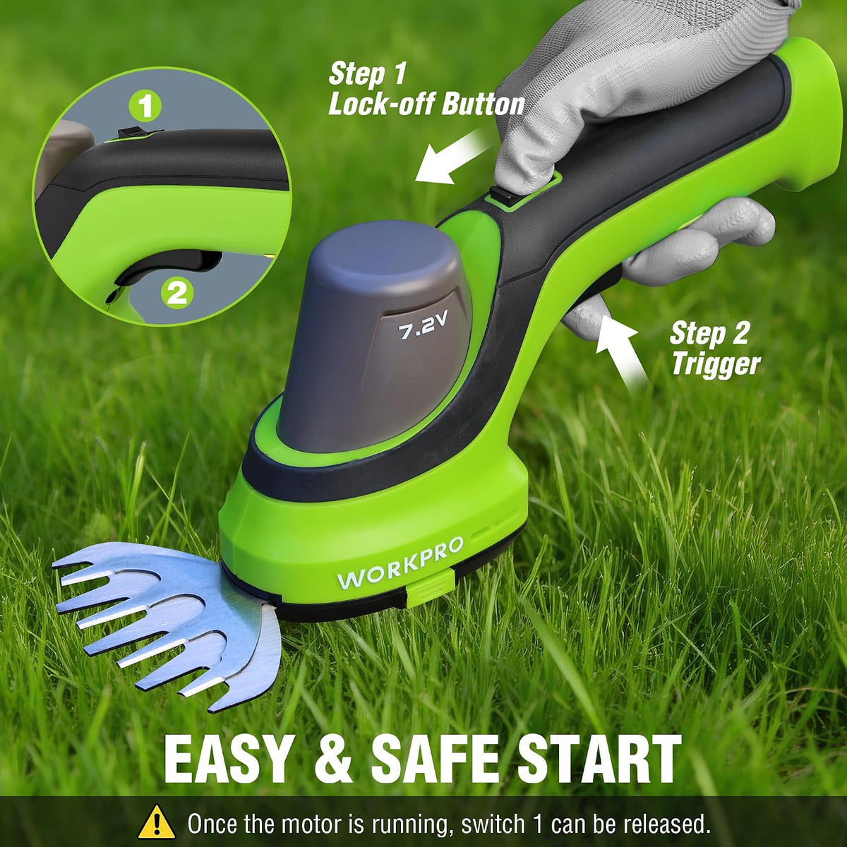 7.2V 2-in-1 Cordless Hedge Trimmer & Grass Shears