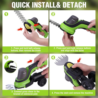 7.2V 2-in-1 Cordless Hedge Trimmer & Grass Shears